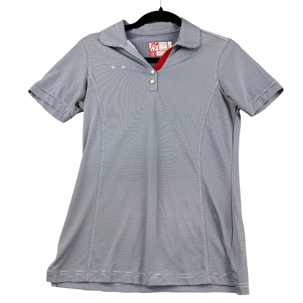 Oobe Team Style Chick-fil-A Women Navy Stripe Polo Recycled Fabric Size S